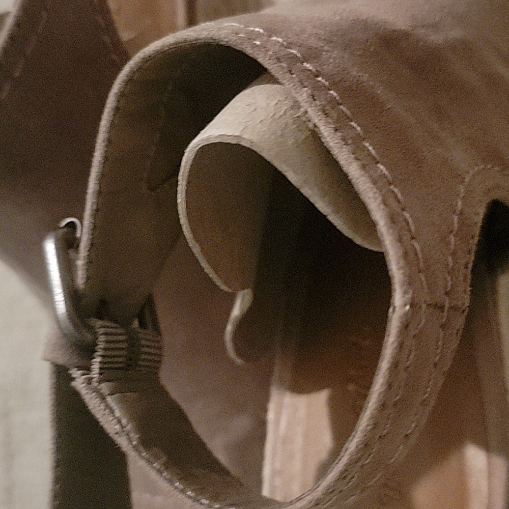 Women's Taupe Microsuede Shield Espadrille Wedge Pump - Picture 7 of 9